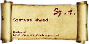Szarvas Ahmed névjegykártya